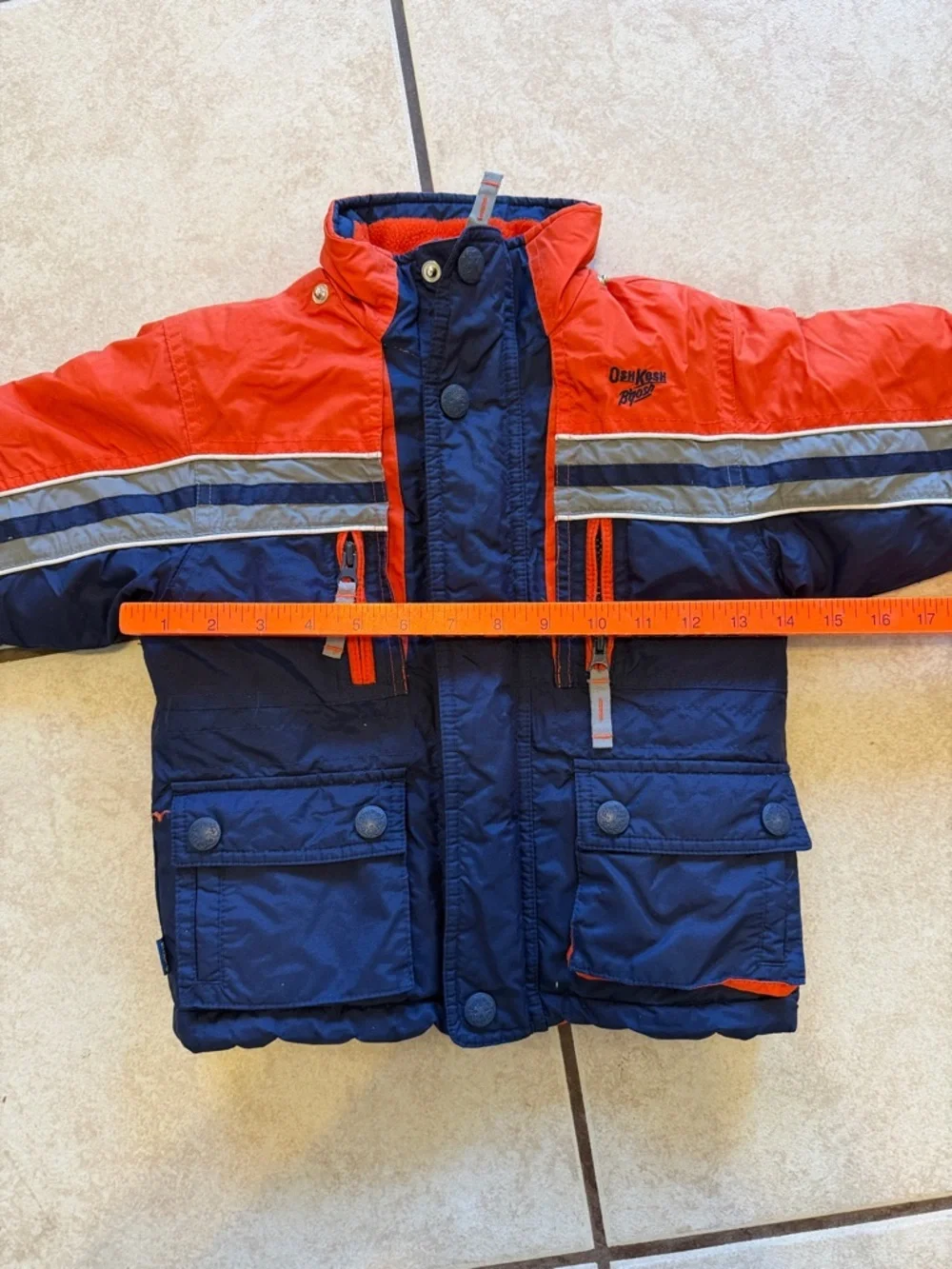 OshKosh B'gosh Navy and Orange Kids Puffer Coat
